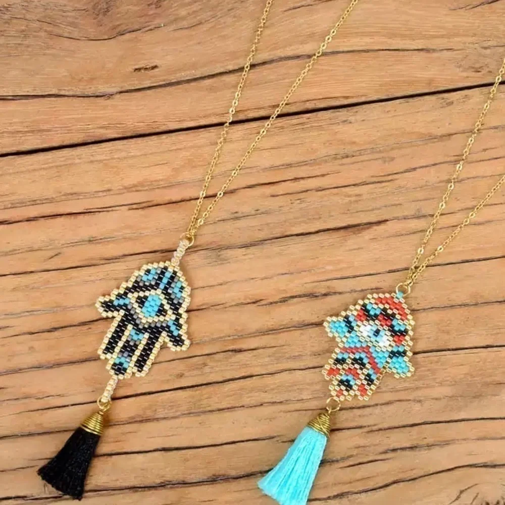 Hamsa beaded necklace